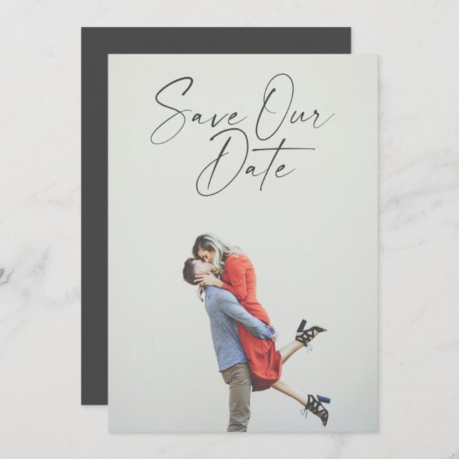 Minimalistisches Foto-Overlay Save The Date (Vorne/Hinten)