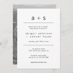 Minimalistisches Foto Paare Kinderdusche Einladung