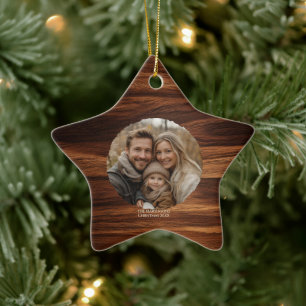 Minimalistisches Foto Personalisiert Keramik Ornament