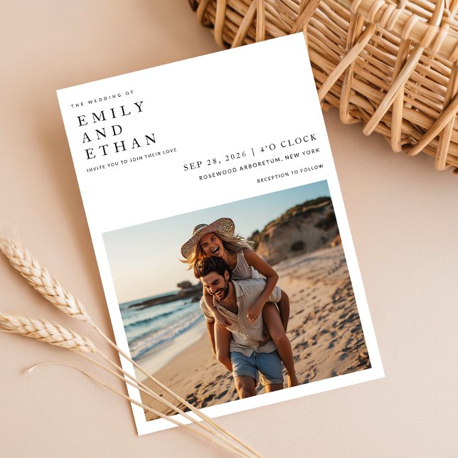 Minimalistisches Foto Qr Code Beach Hochzeit Einladung (Von Creator hochgeladen)