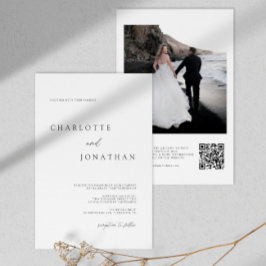 Minimalistisches Foto QR Code Hochzeit Einladung