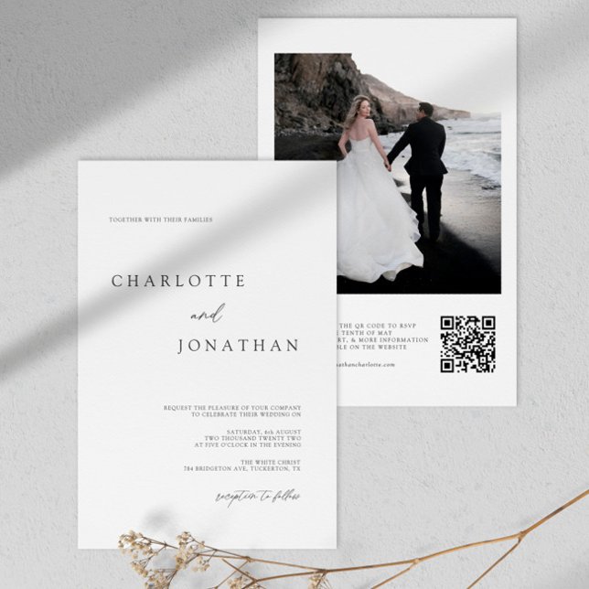 Minimalistisches Foto QR Code Hochzeit Einladung (Von Creator hochgeladen)