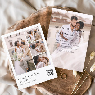 Minimalistisches Foto QR Code White Wedding Einladung