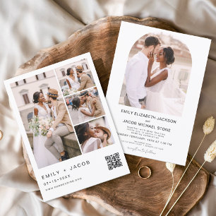 Minimalistisches Foto QR Code White Wedding Einladung