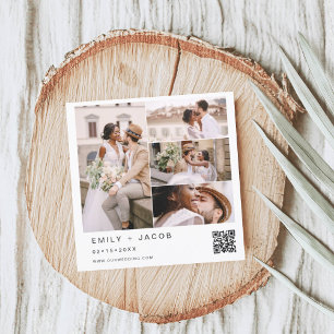 Minimalistisches Foto QR Code White Wedding Einladung