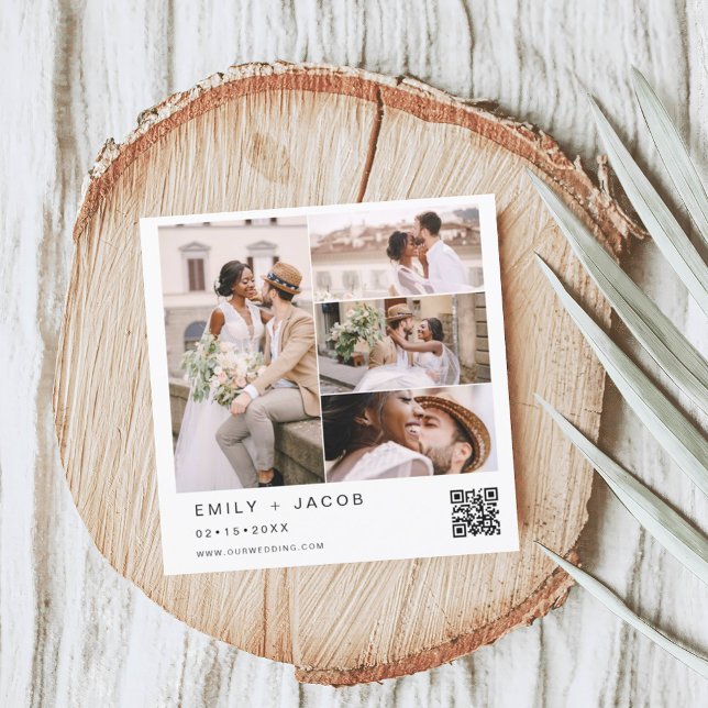 Minimalistisches Foto QR Code White Wedding Einladung (Von Creator hochgeladen)