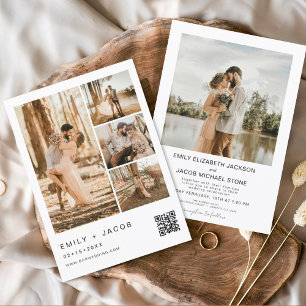 Minimalistisches Foto QR Code White Wedding Einladung