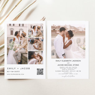 Minimalistisches Foto QR Code White Wedding Flyer