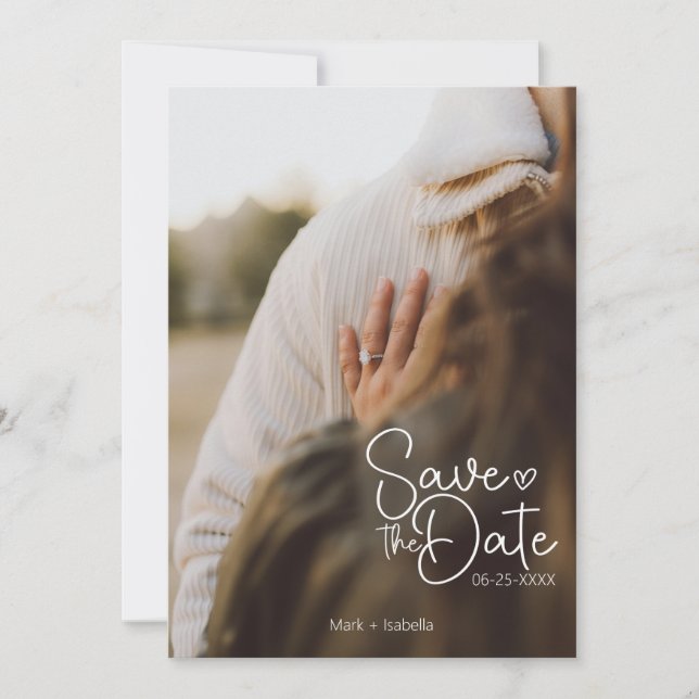 Minimalistisches Foto Save the Date Card - Moderne (Vorderseite)