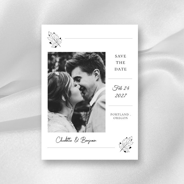 Minimalistisches Foto Save the Date | Elegante Hoc (Photo Save the Date Minimalist Wedding Invitation)