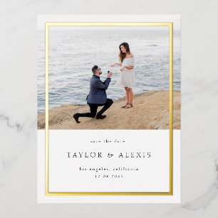 Minimalistisches Foto Save the Date Gold Folie Einladungspostkarte