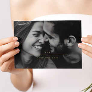 MINIMALISTISCHES Foto Save the Date Gold Folieneinladung