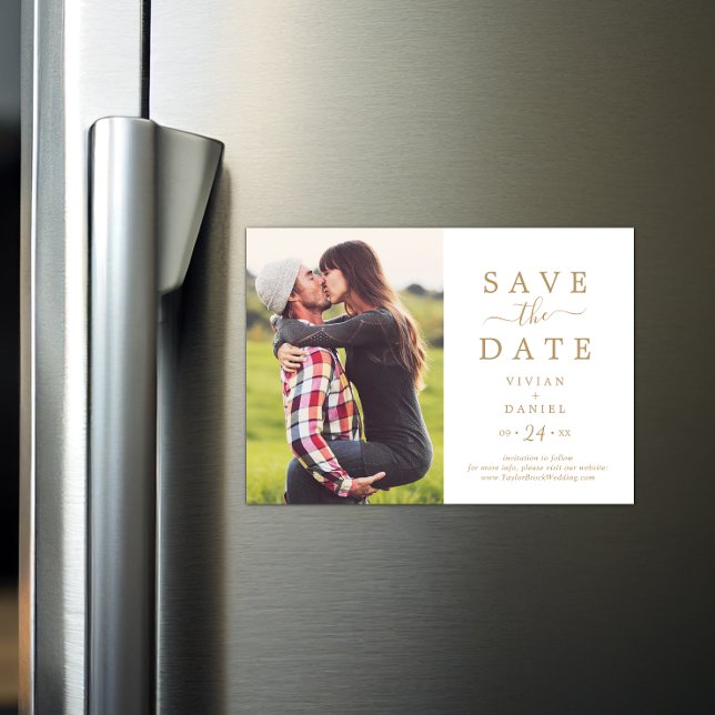 Minimalistisches Foto Save the Date Magneteinladung (Von Creator hochgeladen)