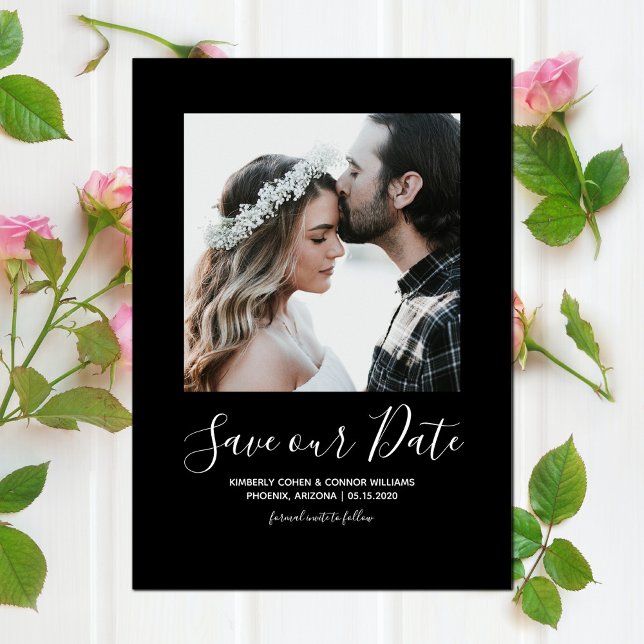 Minimalistisches Foto Save the Date | Schwarz (Minimalist Photo Save the Date - Black)