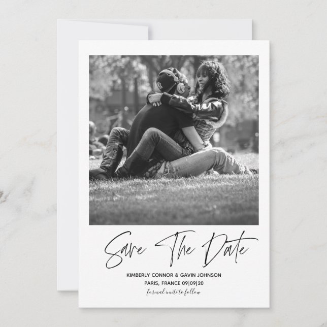 Minimalistisches Foto Save the Date Typografie (Vorderseite)