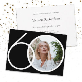 Minimalistisches Foto Schwarz-weiß 60. Geburtstag Einladung