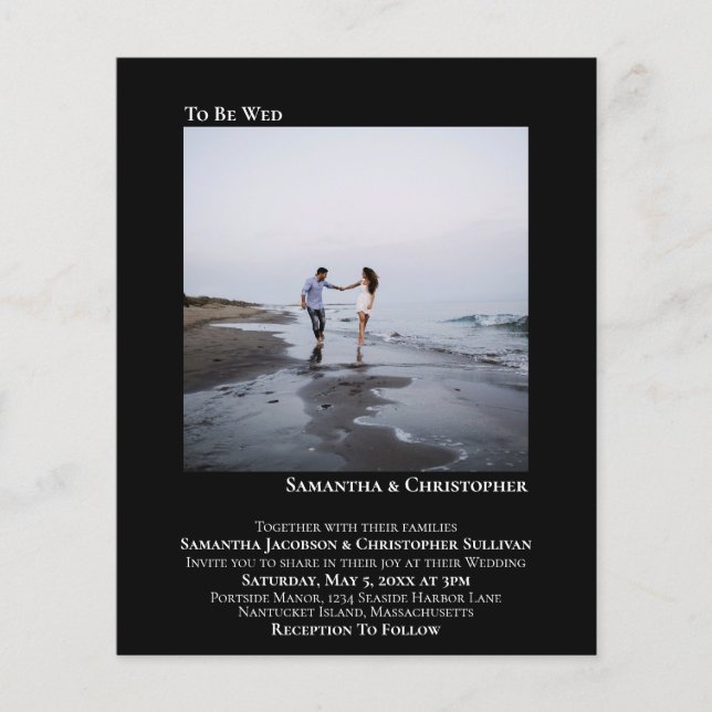 Minimalistisches Foto Schwarzer HAUSHALT Einladung (Vorderseite)