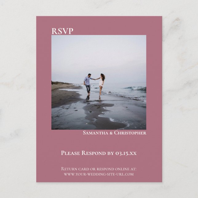 Minimalistisches Foto Simple Dusty Rose Wedding RS Postkarte (Vorderseite)