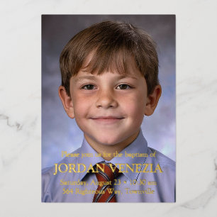 Minimalistisches Foto Taufe Folieneinladung