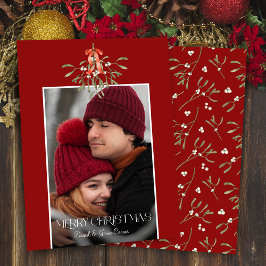 Minimalistisches Foto Wasserfarbe Mistletoe Weihna Feiertagskarte