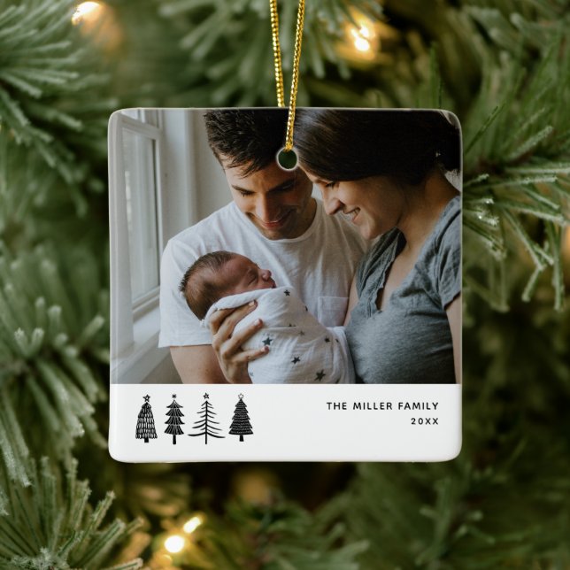 Minimalistisches Foto Weihnachten Jährliche Kerami Keramikornament (Baum)