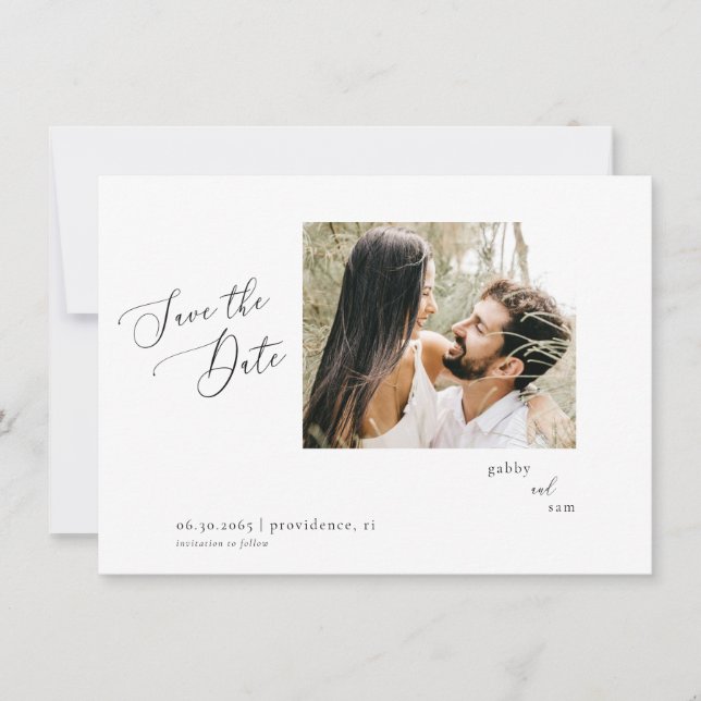 Minimalistisches Foto White Wedding Save the Date  Einladung (Vorderseite)