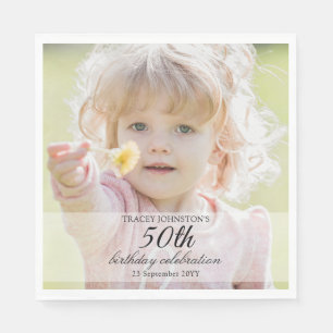 Minimalistisches Foto zum 50. Geburtstag Serviette