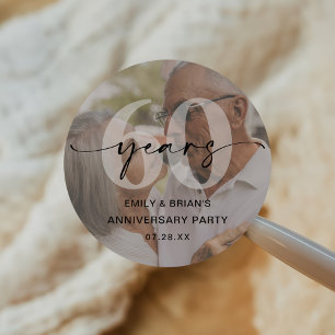 Minimalistisches Foto zum 60. Hochzeitstag Runder Aufkleber