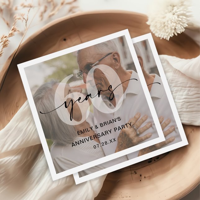 Minimalistisches Foto zum 60. Hochzeitstag Serviette (Von Creator hochgeladen)