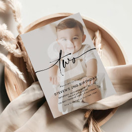 Minimalistisches Foto zum zweiten Geburtstag Einladung