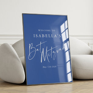 Minimalistisches Französisch Blue Custom Bat Mitzv Poster