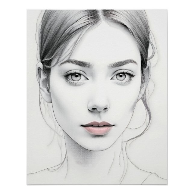 Minimalistisches Frauengesicht Poster (Vorderseite)