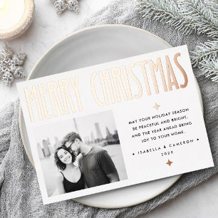Minimalistisches Frohe Weihnachten modern retro we Folien Feiertagskarte