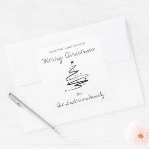 Minimalistisches Frohe Weihnachten Schwarz Weiß Ei Quadratischer Aufkleber