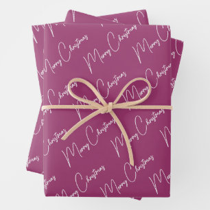Minimalistisches Frohe Weihnachten Skript Lila Geschenkpapier Set