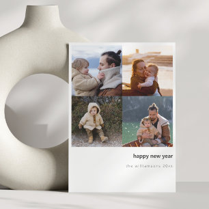 Minimalistisches Frohes Neues Jahr Bold Vier-Foto- Feiertagskarte