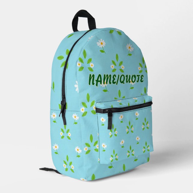 Minimalistisches Frühlingsblumenmuster Bedruckter Rucksack (Rückseitige Ecke links)