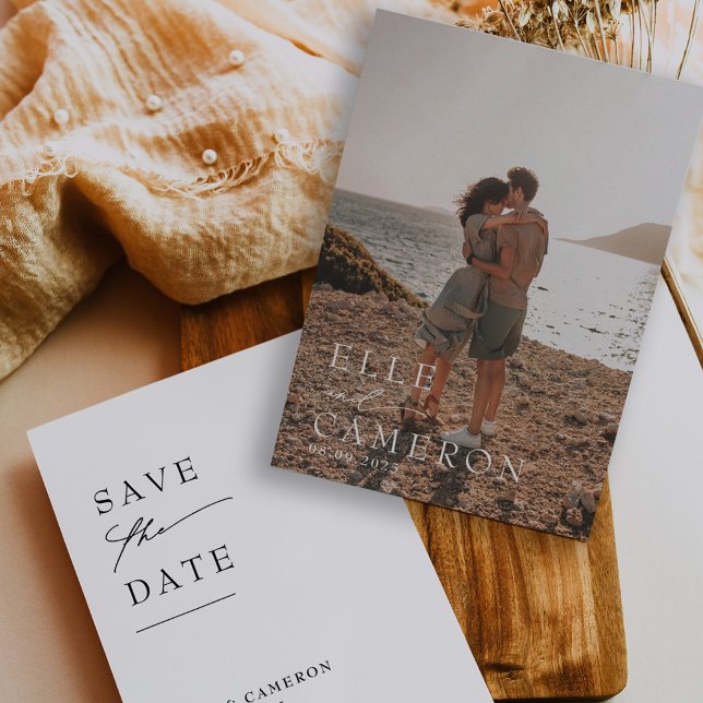 Minimalistisches Full Foto Moderne Kalligraphie Ho Save The Date (Von Creator hochgeladen)