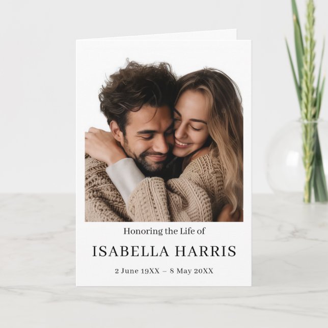 Minimalistisches Funeral-Order-of-Service-Design Programm (Vorderseite)