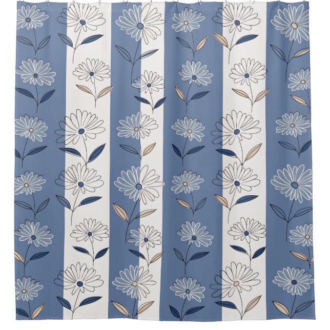 Minimalistisches Gänseblümchen-Blumenmuster (1) Duschvorhang (Vorderseite)