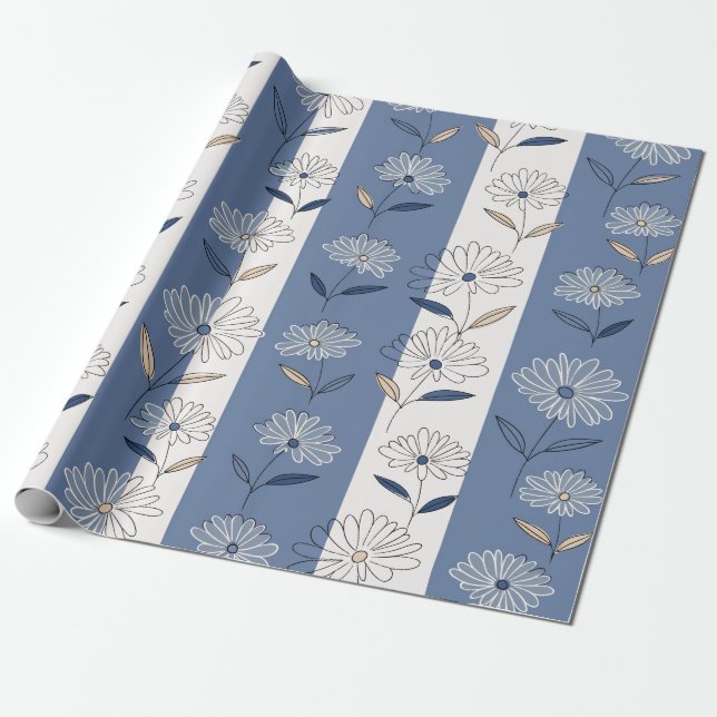 Minimalistisches Gänseblümchen-Blumenmuster (1) Geschenkpapier (Ungerollt)