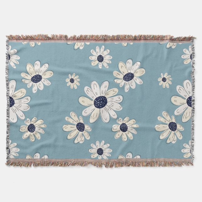 Minimalistisches Gänseblümchen-Blumenmuster (2) Decke (Vorderseite)