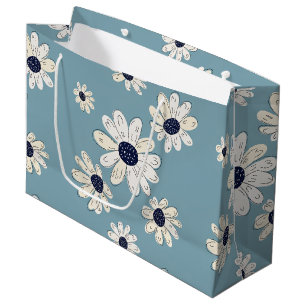 Minimalistisches Gänseblümchen-Blumenmuster (2) Große Geschenktüte