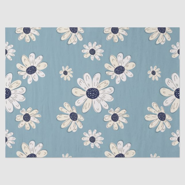 Minimalistisches Gänseblümchen-Blumenmuster (2) Seidenpapier (Vorderseite)