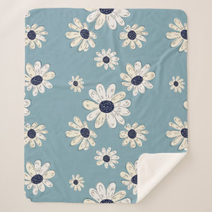 Minimalistisches Gänseblümchen-Blumenmuster (2) Sherpadecke