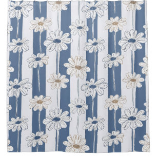 Minimalistisches Gänseblümchen-Blumenmuster (3) Duschvorhang