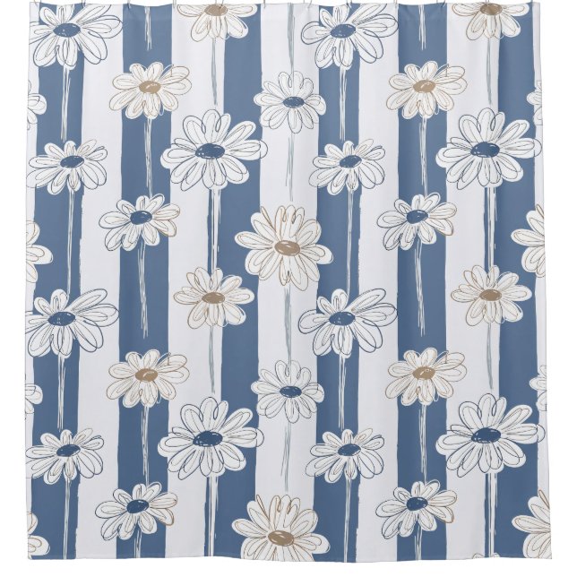 Minimalistisches Gänseblümchen-Blumenmuster (3) Duschvorhang (Vorderseite)