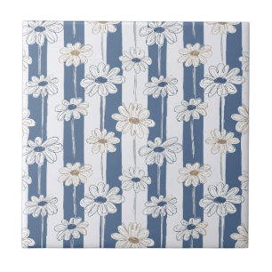 Minimalistisches Gänseblümchen-Blumenmuster (3) Fliese