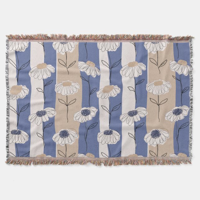 Minimalistisches Gänseblümchen-Blumenmuster (4) Decke (Vorderseite)