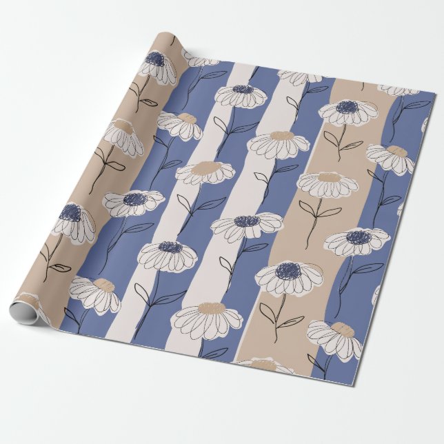 Minimalistisches Gänseblümchen-Blumenmuster (4) Geschenkpapier (Ungerollt)